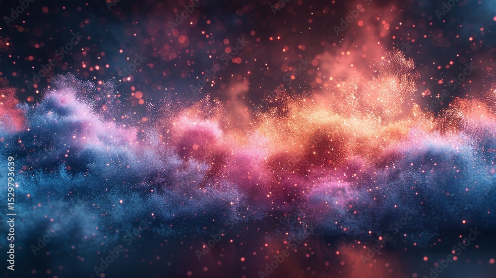 Aufkleber an enchanting abstract representation of cosmic clouds filled with vibrant colors and shimmering par