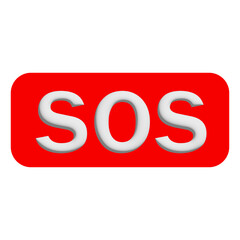 Emergency alert sign displaying SOS in bold white letters on a bright red background, ideal for signaling distress