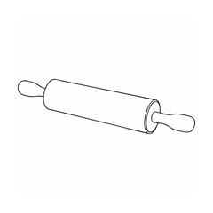 Simple line drawing of a rolling pin used for baking and cooking dough