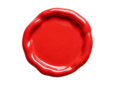Red wax seal stamp isolated on transparent background