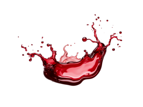 Red liquid splash crown isolated on transparent background