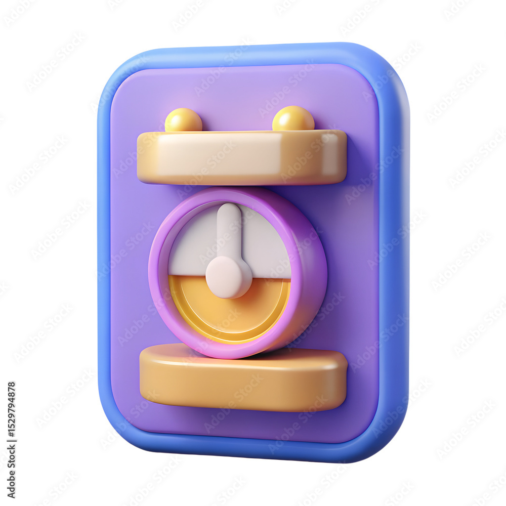 Poster 3d mobile ui countdown timer icon with plastic style tech inspired