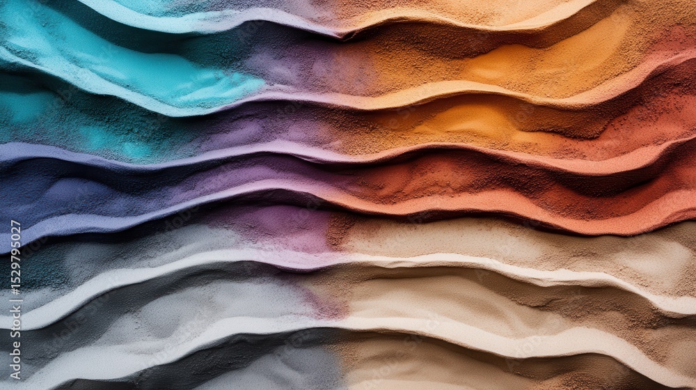 Aufkleber an abstract composition of colorful sand waves showcasing layers in varying hues, evoking a sense of