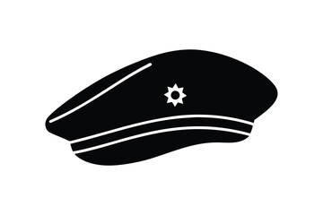 Silhouette art illustration of a traditional veteran's beret with insignia.eps
