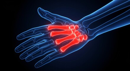 Highly Detailed Anatomical Illustration of the Human Hand and Wrist Bones