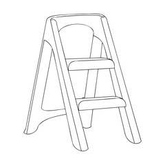 Vector illustration of a simple step stool in black and white outline