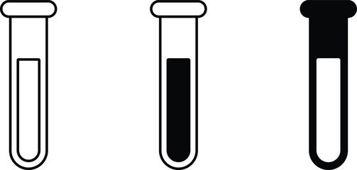 Test tube icons collection lined and colored style. Vector illustration