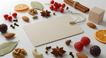 Autumnal Spice and Berry Blend Blank Tag Mockup for Seasonal Design