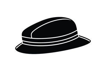 Silhouette art illustration of a veteran's hat with a flat top and short brim.eps
