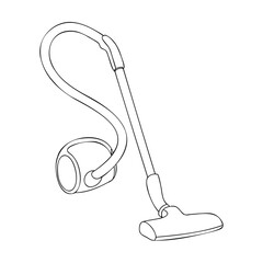 Line art illustration of a vacuum cleaner for home cleaning and housework concepts