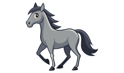 Obraz premium Cute cartoon gray horse illustration