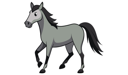 Cartoon gray horse walking illustration