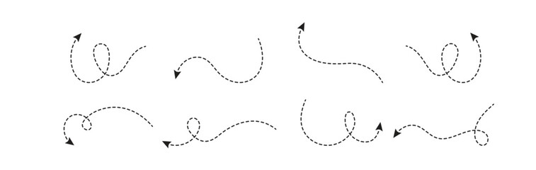 abstract dotted line. Hand drawn curve dotted line vector set.