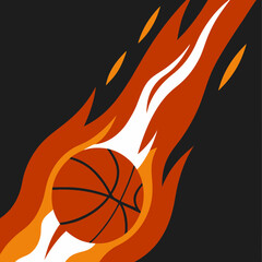 Fototapeta premium Basketball on fire with black background vector graphic