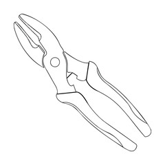 Detailed outline illustration of pliers hand tool in simple black and white style