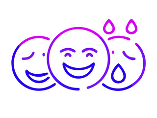 Obraz premium Emoji Blue three drops of water tears. Emotion 3d cartoon icon. liquid emoticon. Vector illustration 
