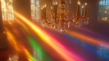 Obraz premium Grand room, rainbow light, crystal chandelier