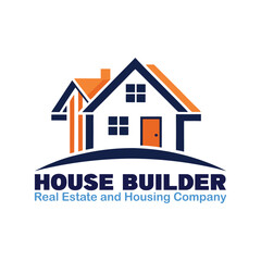 House Builder for Real Estate and Housing Company Logo Design Vector Illustration