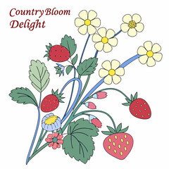 Sweet strawberry blossom countryside floral delight