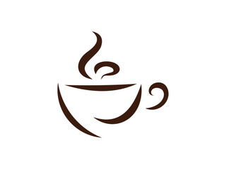 Abstract Coffee Cup Icon with Swirling Steam Vector Illustration