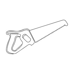 Line drawing illustration of a handsaw perfect for construction carpentry woodworking projects