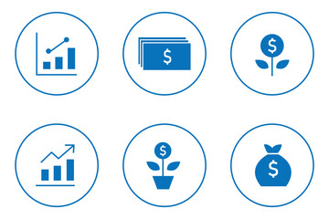 money icon set. Financial Income line icon set.  Finance business thin line icon.