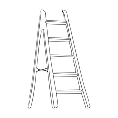 Minimalist black and white illustration of a wooden step ladder for construction and design