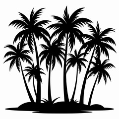 Fototapeta premium Many Palm tree vector art white background