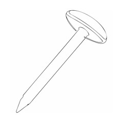 Simple outline illustration of a single metal nail isolated on a plain white background