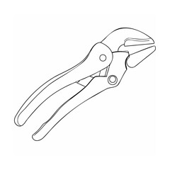 Vector illustration of a detailed locking pliers hand tool isolated on white background