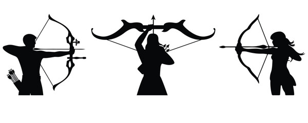 set of archery silhouette