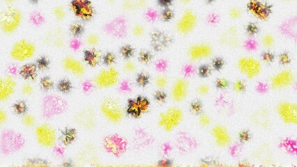 Colorful Abstract Flower Burst Pattern in Pink, Yellow, and Black
