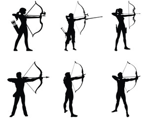 set of archery silhouette