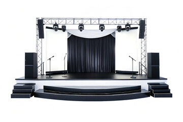 Empty concert stage setup isolated on a white background png ai generated