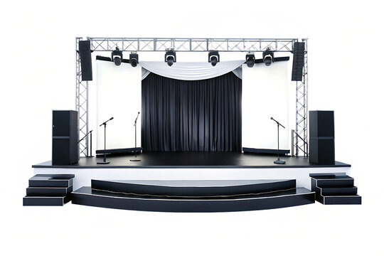 Empty concert stage setup isolated on a white background png ai generated