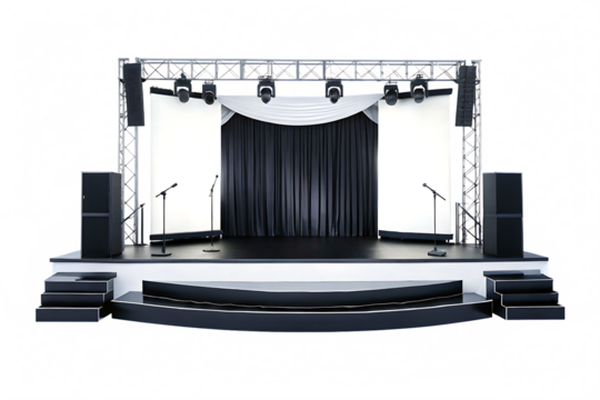 Empty concert stage setup isolated on a white background png ai generated