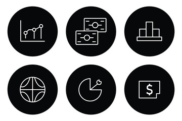 Finance business thin line icon. Money, budget, savings, loan, cash, earning icon set. money icon set.  finance symbol for app, ui, website.