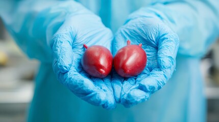 Gloved hands holding symbolic kidneys representing transplant support during Organ Donation Week