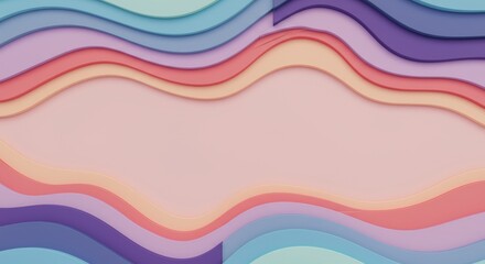 Abstract Background of Colorful Paper Cut Waves Texture Pastel Tones