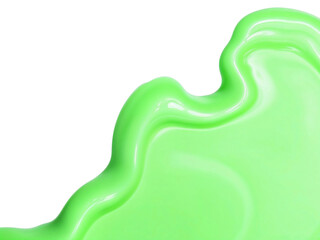 Abstract green liquid spill isolated on transparent background