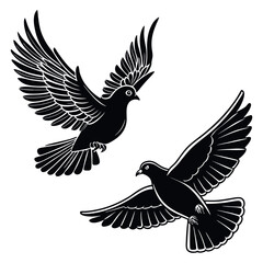 Flying Pigeon Silhouette Vector – Minimalist Bird Clip Art for Nature and Peace Concepts