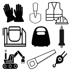 construction equipment vector set 14