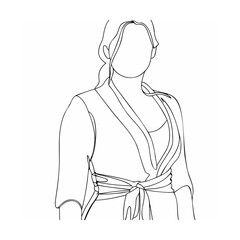 Elegant line art illustration of a woman in a robe simple and minimalist design