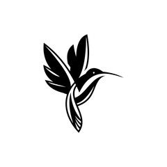 elegant art hummingbird fly logo