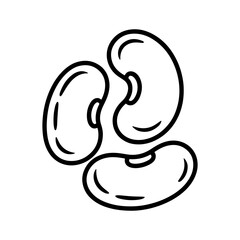 Three kidney beans line art illustration