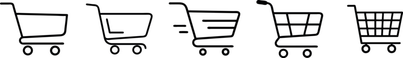 Shopping cart icon set. Trolley icon. Online shopping button. Vector illustration.