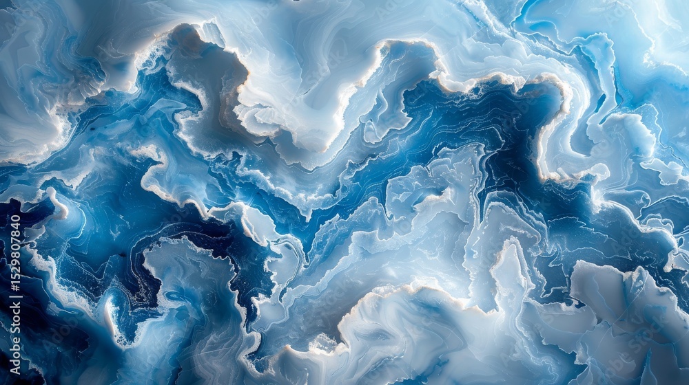 Aufkleber an impressive abstract image featuring swirling blue waves and intricate patterns, evoking a sense o