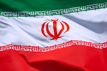 closeup of a flag of Iran