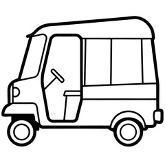 Black and White Cartoon Tuk Side View Illustration