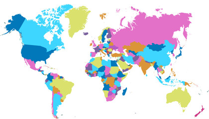 World map. Color modern vector map. Silhouette map